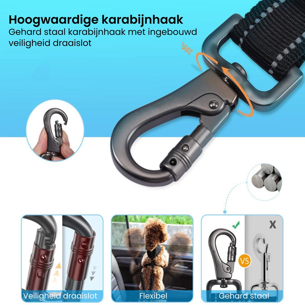 Hondenauto Gordel - Schokabsorberend & Verstelbaar