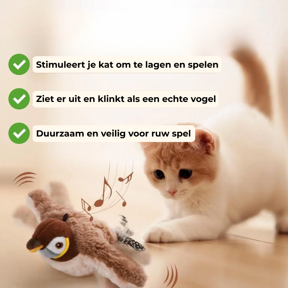 SpeelMus™ Realistische Simulatie Vogel voor Katten