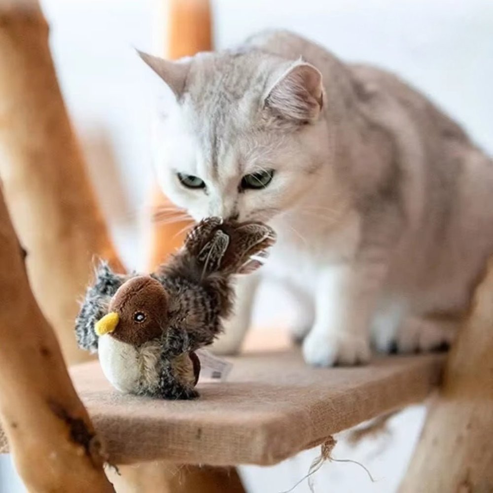 SpeelMus™ - Realistische Simulatie Vogel voor Katten - Kleine Mus