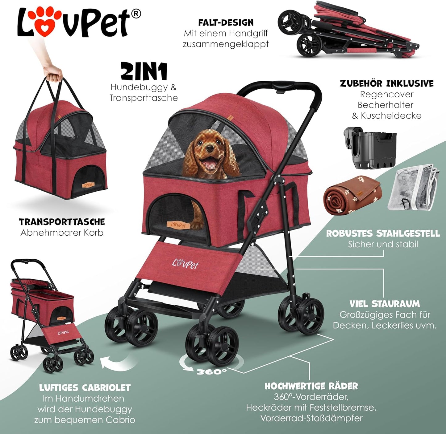 PetCruze - 2-in-1 Hondenbuggy & Draagtas