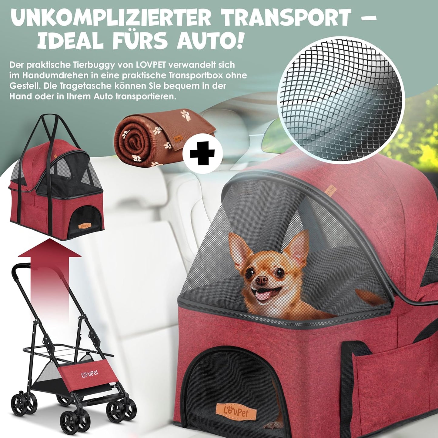 PetCruze - 2-in-1 Hondenbuggy & Draagtas
